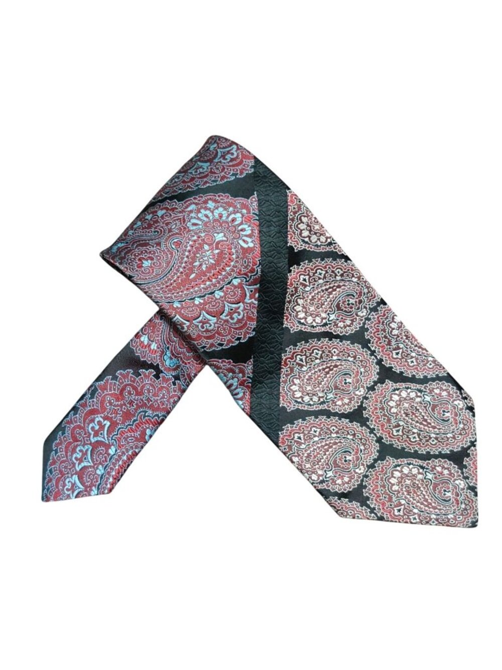 Brittania Necktie Black Red Blue Paisley Wide Tie Union Jack Vintage 70s Retro